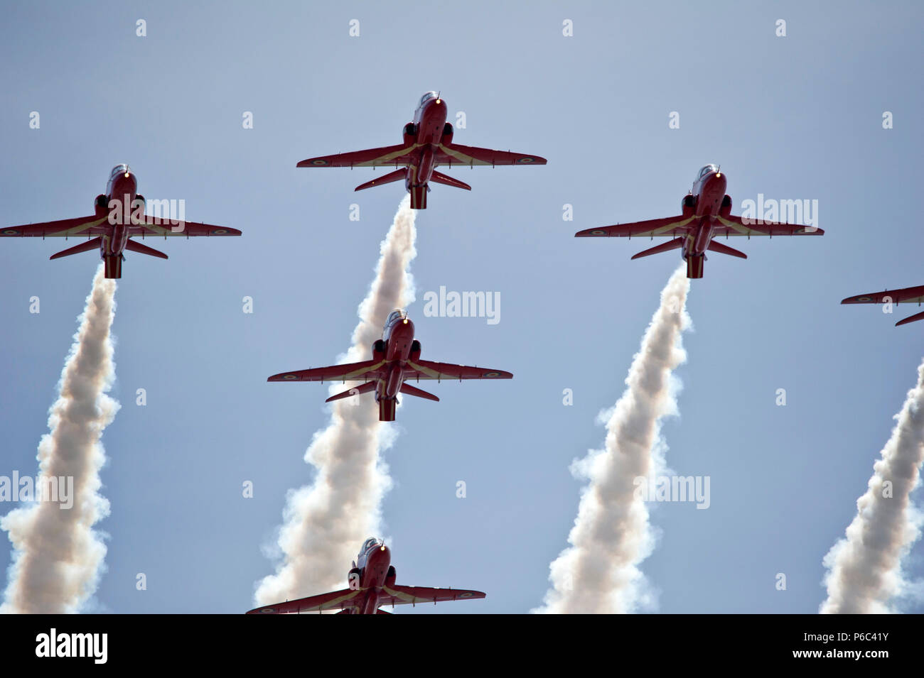 The Red Arrows in RAF 100th Anniversary livery, Weston Air Festival 2018 Stock Photo