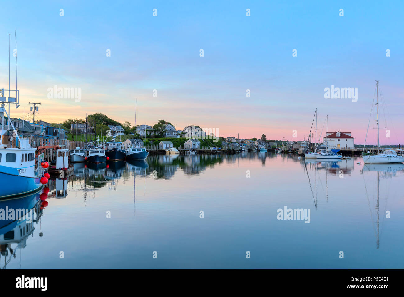 The commercial fishing village of Menemsha and boats docked in Menemsha ...