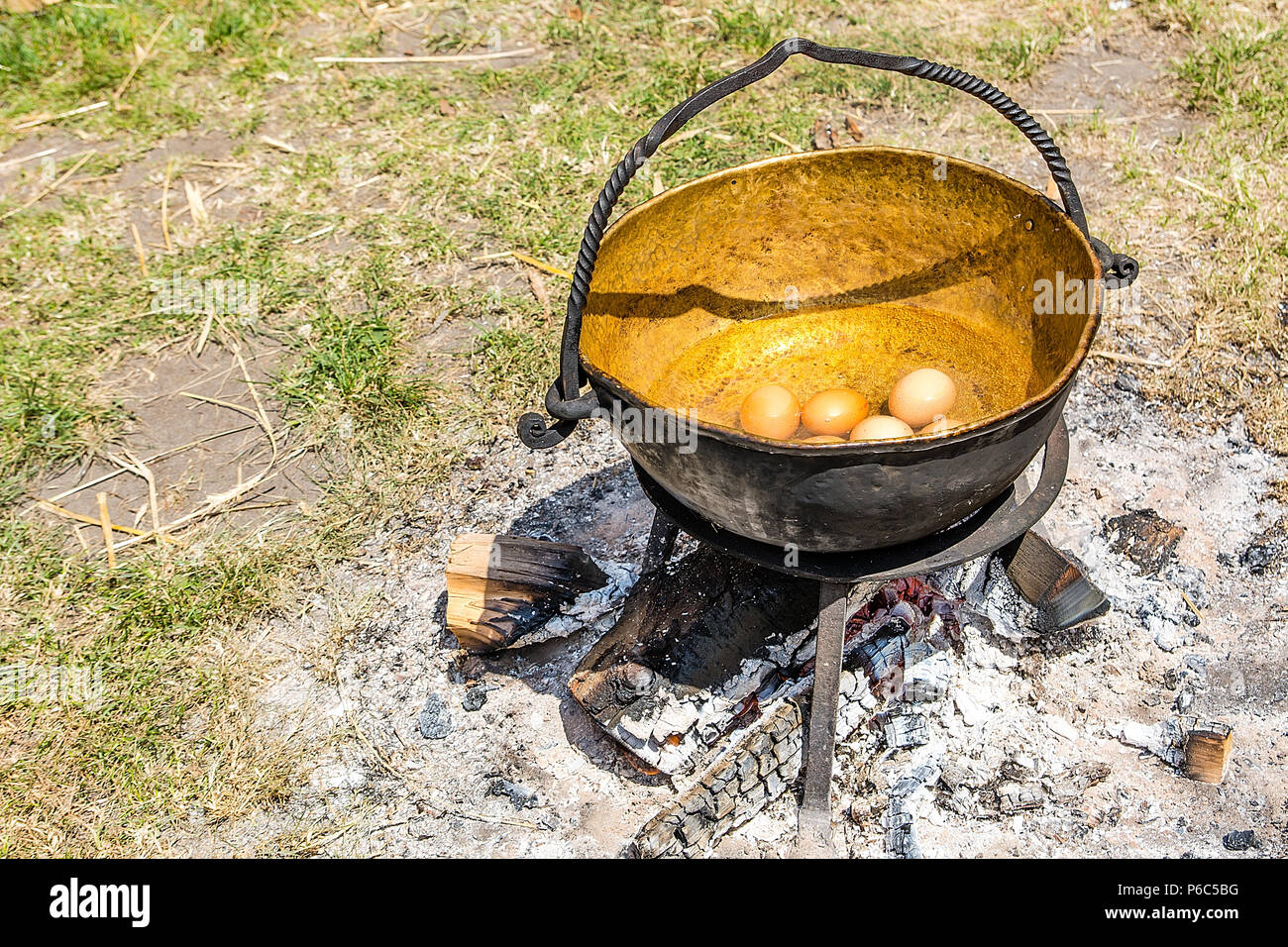 Cast Iron Cauldron With Engraving For Camp Fire Cooking, Tatar