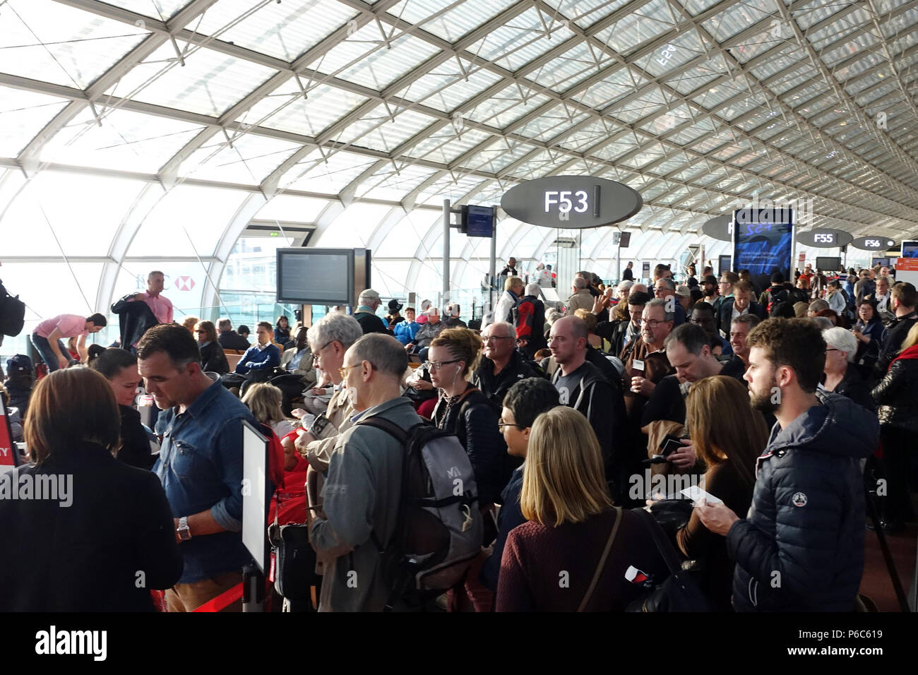 Paris, France, people in a concourse of Charles de Gaulle airport Stock Photo