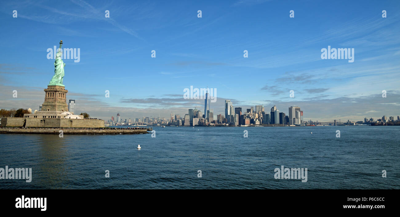 Statue of Liberty and NYC skyline Stock Photo