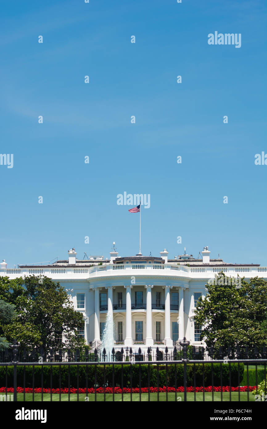 The White House, located near the National Mall, Washington, DC, District of Columbia, USA Stock Photo