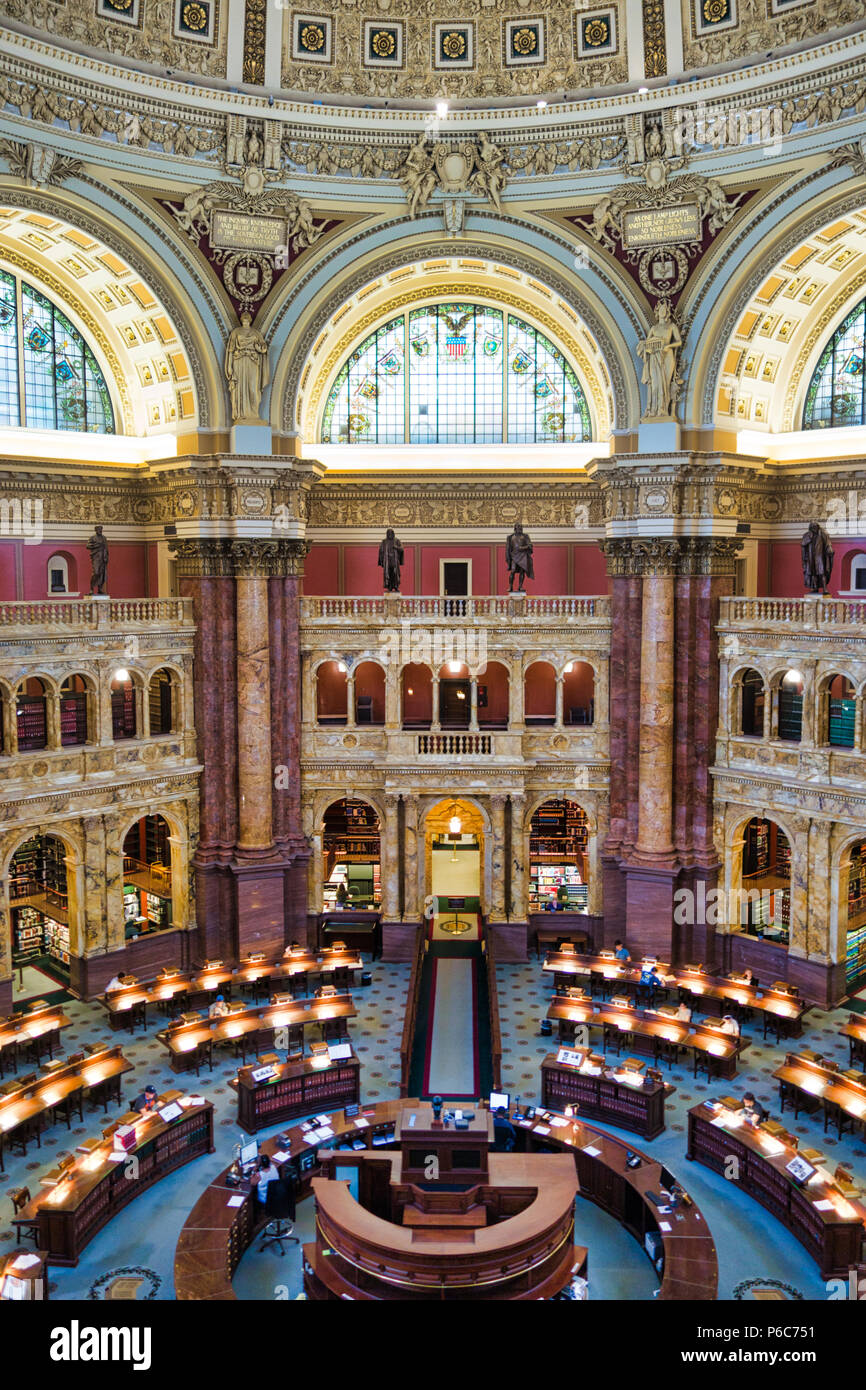 Reading Room, Library of Congress building,  the Thomas Jefferson Building, Washington, DC, USA Stock Photo