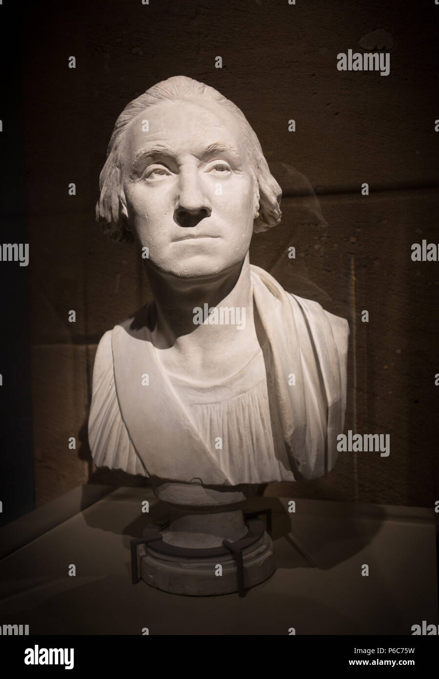 A bust of president George Washington by sculptor Jean-Antoine Houdon, on display at the National Portrait Gallery, Washington, DC, USA Stock Photo