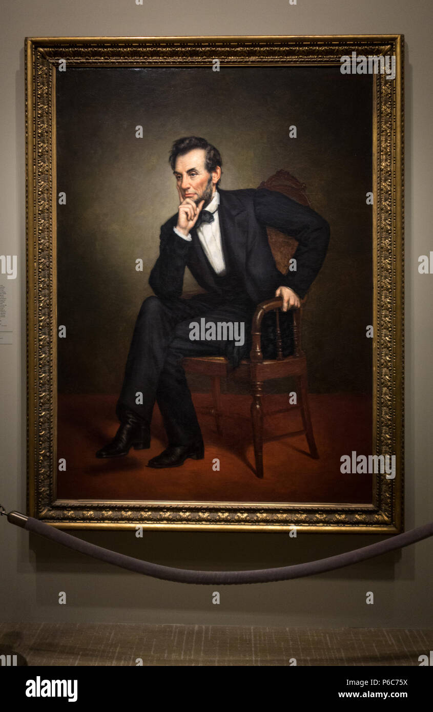Abraham Lincoln portrait by George Peter Alexander Healy, hanging at the National Portrait Gallery in Washington, District of Columbia, USA Stock Photo