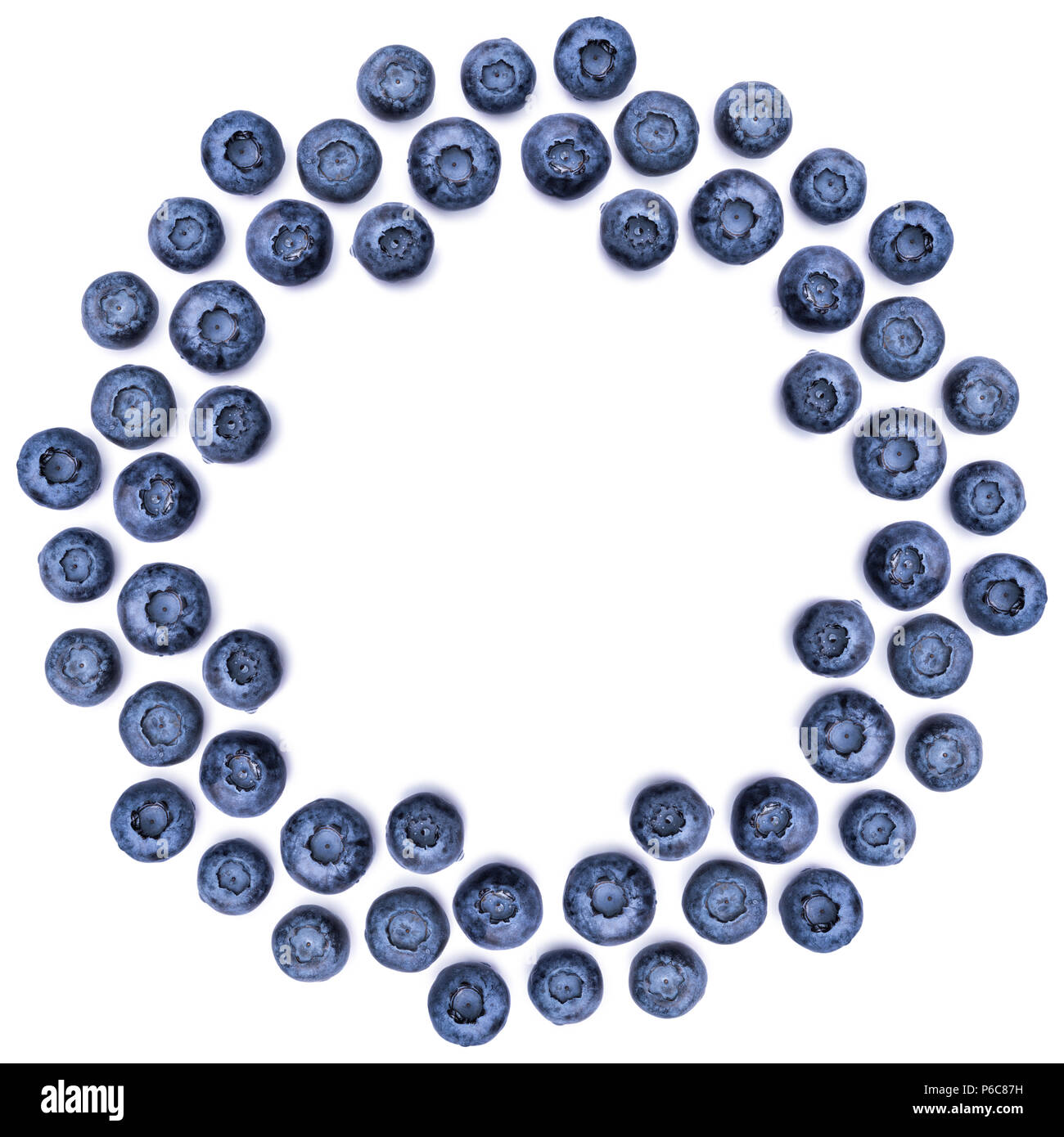 Round frame of blueberries on white background Stock Photo - Alamy