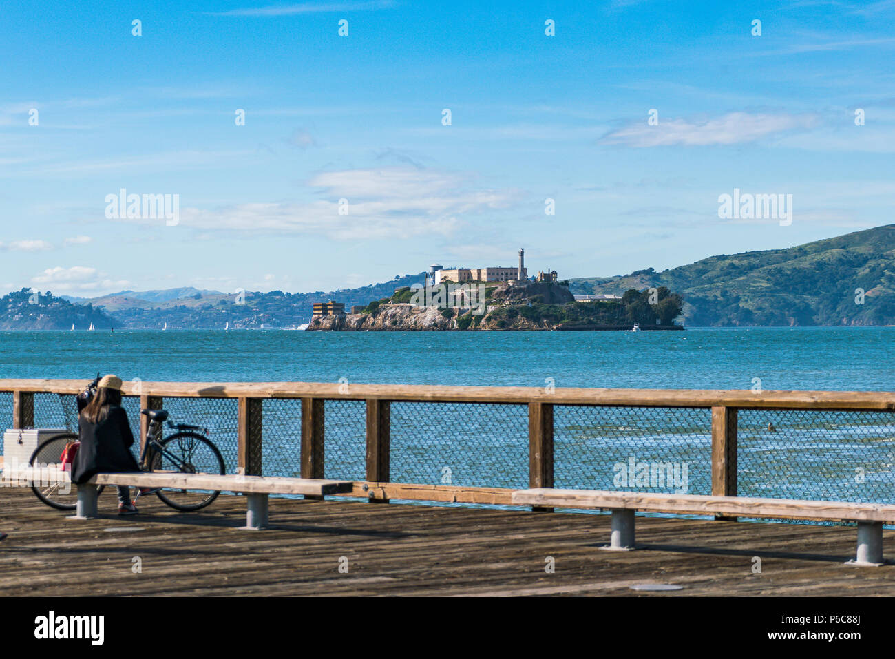 Alcatraz,san francisco,usa.2016.04.20: Alcatraz island on sunny day in summer season. Stock Photo
