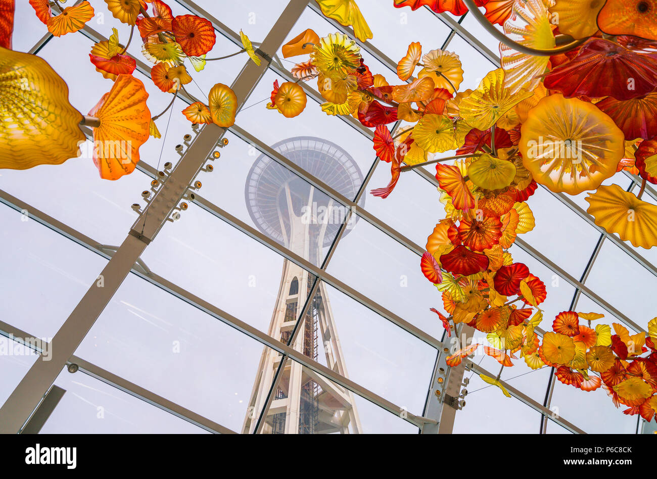 SEATTLE Apr 26, 2016 Blown glass in abstract shapes, Chihuly Garden