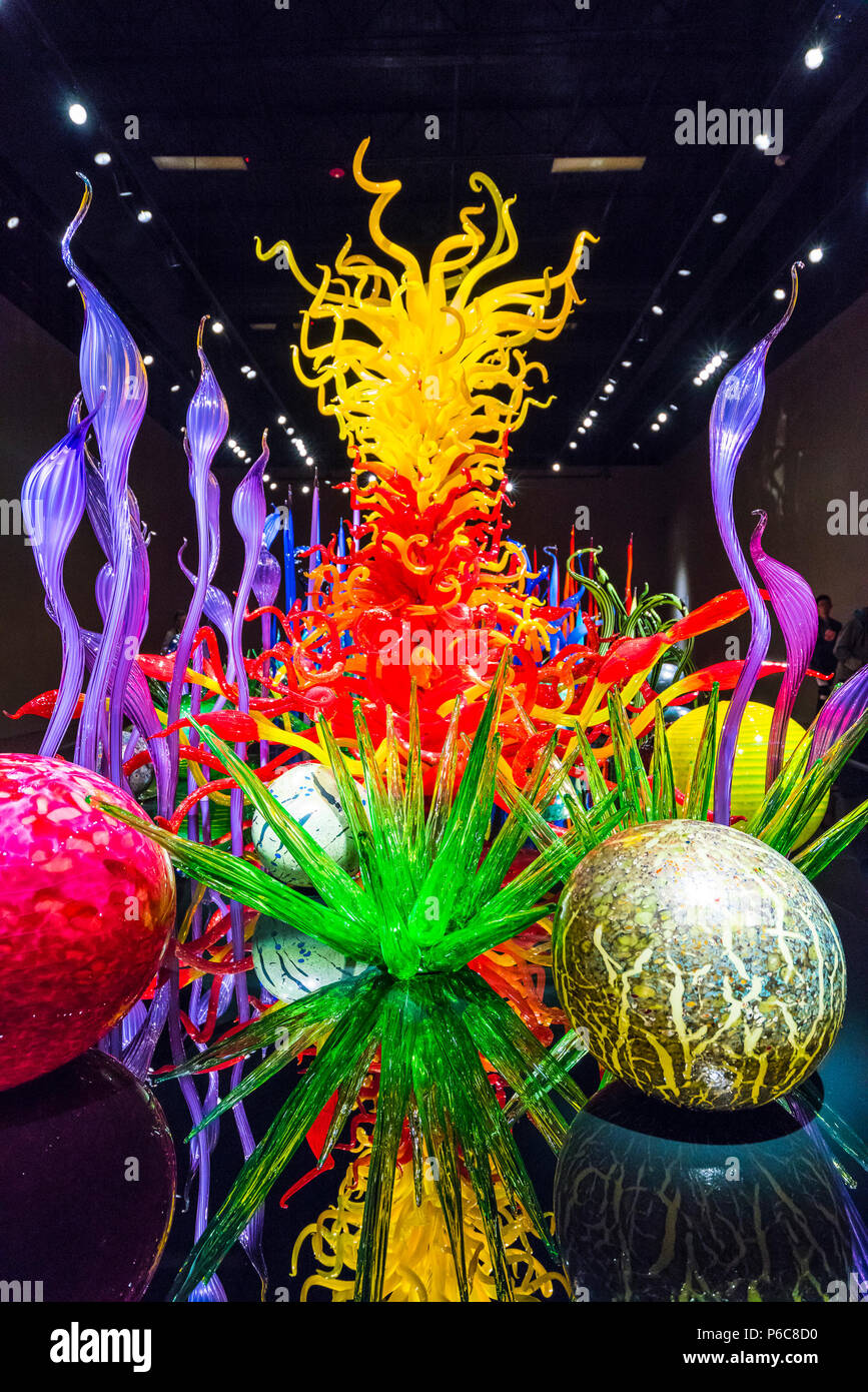 SEATTLE Apr 26, 2016 Blown glass in abstract shapes, Chihuly Garden