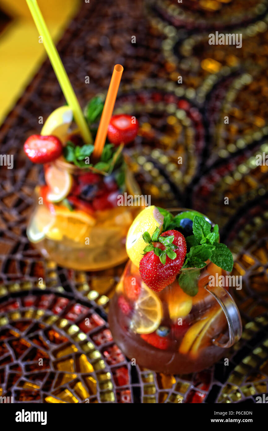 fruit cocktails with mineral water Stock Photo Alamy