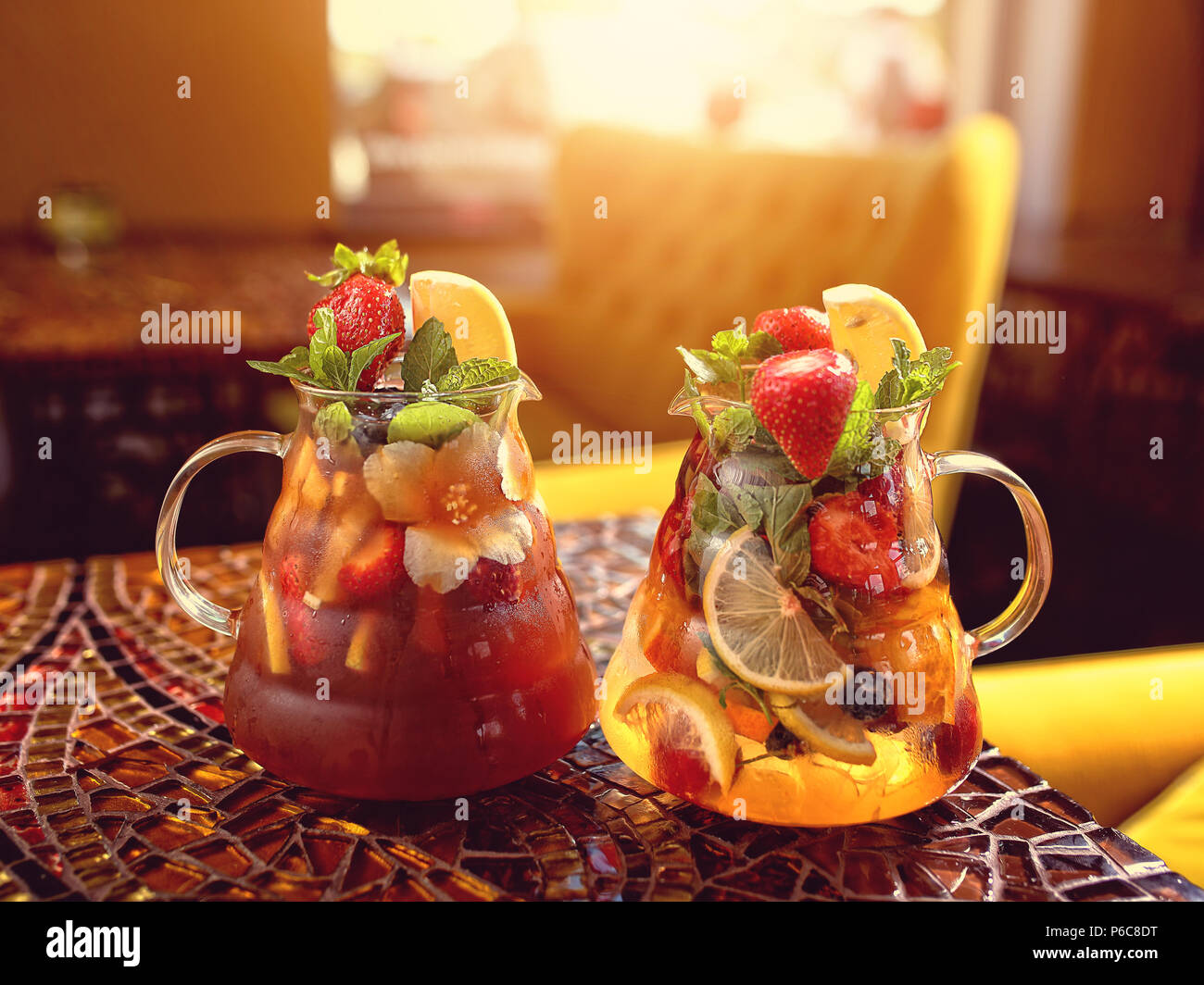 fruit cocktails with mineral water Stock Photo Alamy