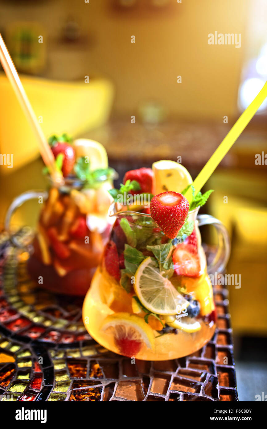 fruit cocktails with mineral water Stock Photo Alamy