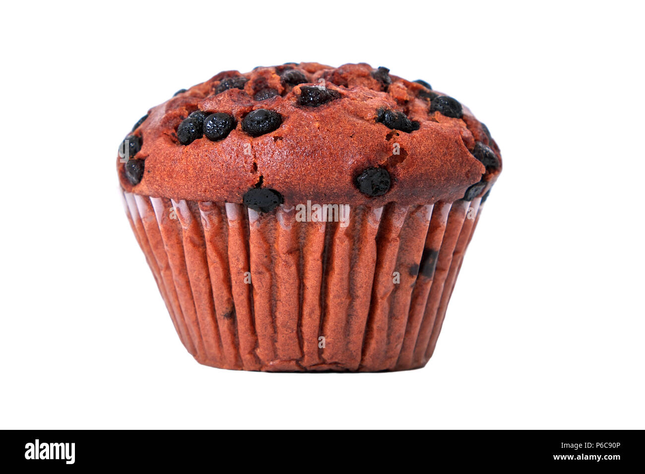 Muffin chocolate chip isolated Stock Photo