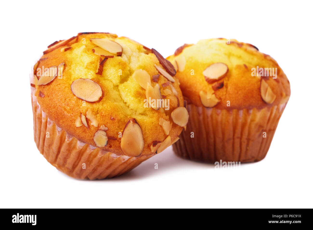 Two almond muffin cakes Stock Photo