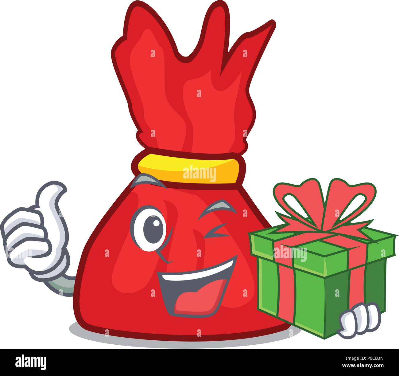 With gift wrapper candy mascot cartoon Stock Vector