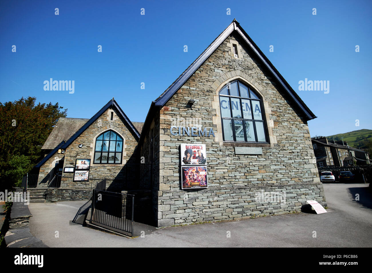 Cinema by the park in an old school building in Ambleside lake district cumbria england uk Stock Photo