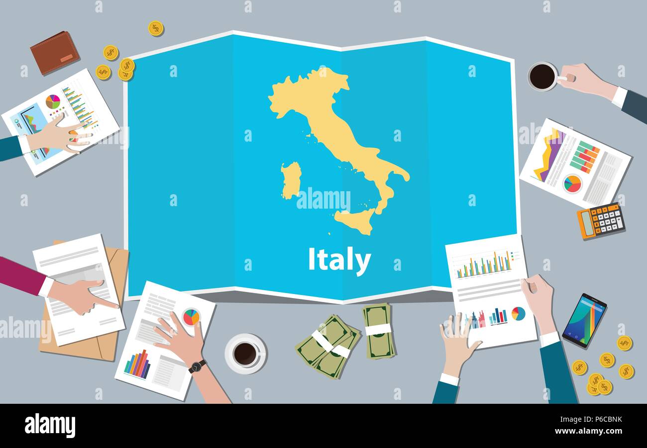 italy economy country growth nation team discuss with fold maps view italy economy country growth nation team discuss with fold maps view