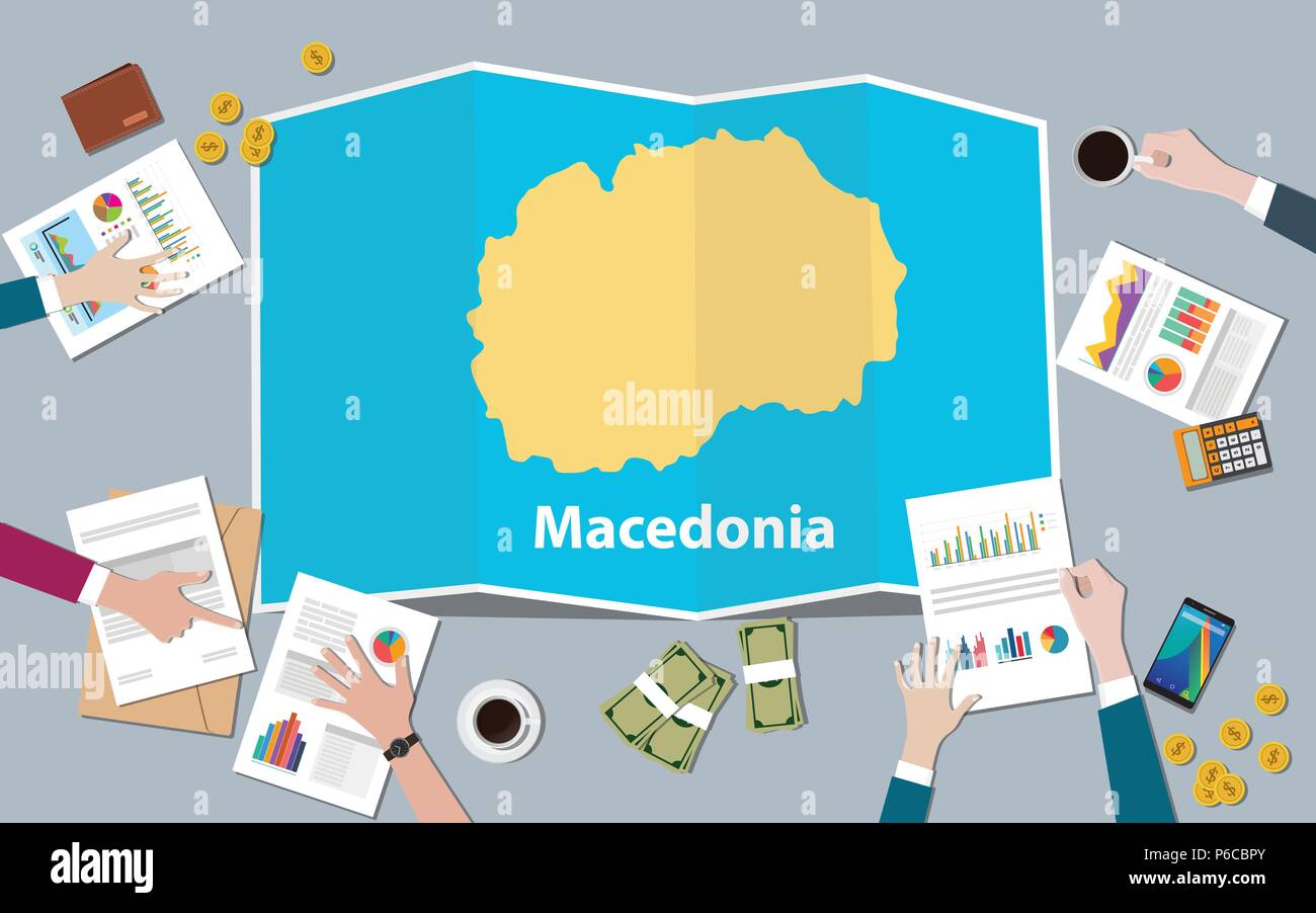 macedonia economy country growth nation team discuss with fold maps