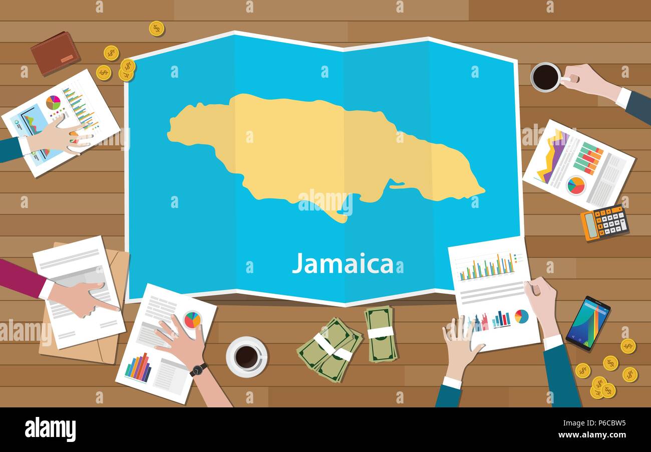 jamaica economy country growth nation team discuss with fold maps view