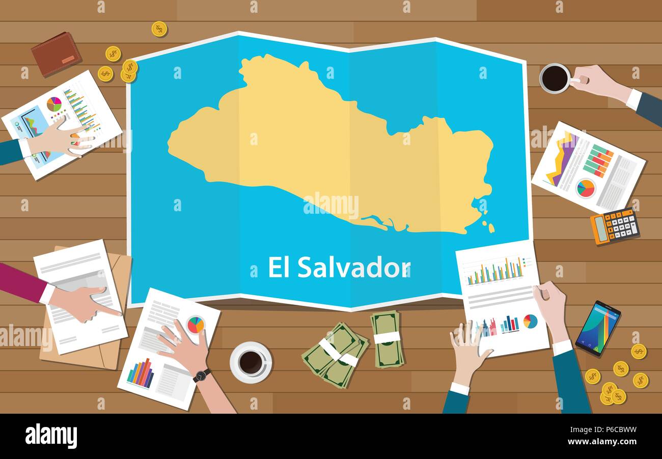 el salvador economy country growth nation team discuss with fold maps