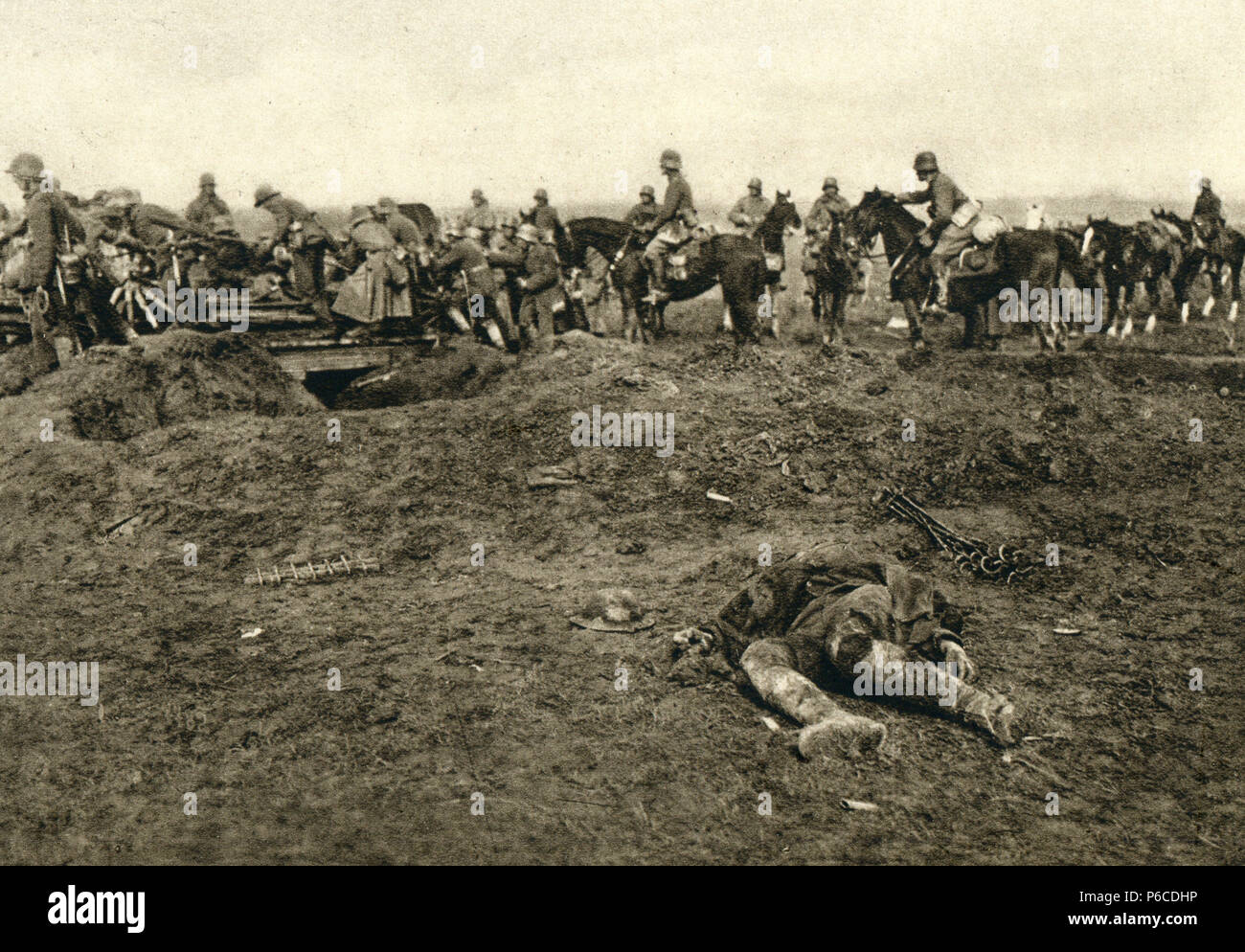 world war i, German soldiers, feldhaubitzbatterie, ww1, wwi, world war one Stock Photo