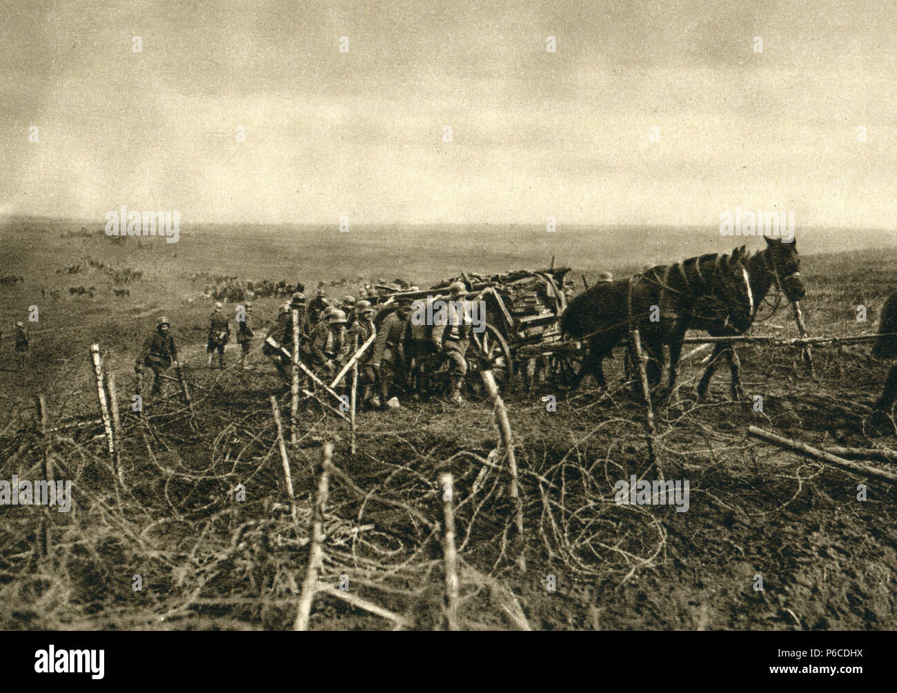 world war i, pioneers, barbed wire, ww1, wwi, world war one Stock Photo
