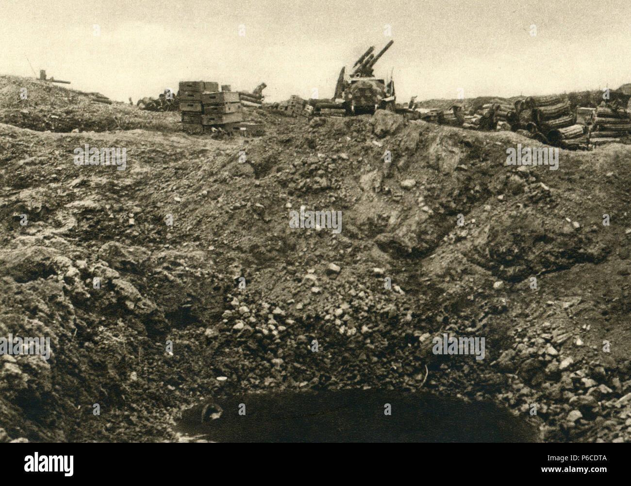 world war i, Flak, mine crater, ww1, wwi, world war one Stock Photo