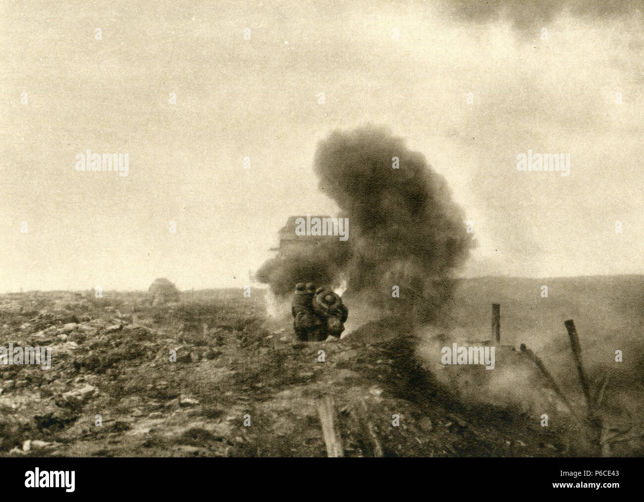 flamethrower, battlefield, German soldiers, ww1, wwi, world war one Stock Photo