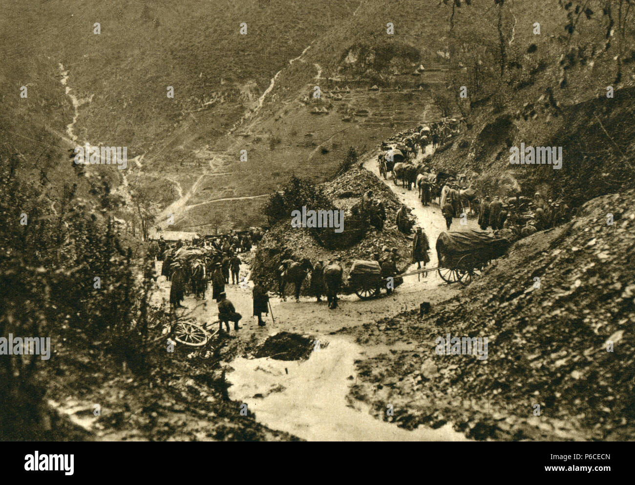 mountain road, offensive, German soldiers, eastern front, ww1, wwi, world war one Stock Photo
