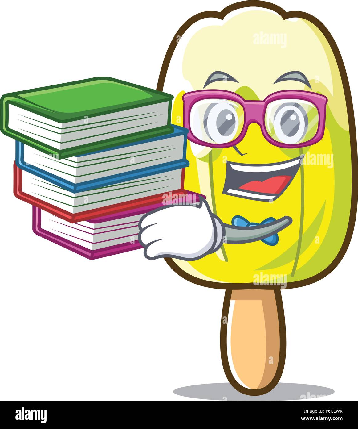 Student with book lemon ice cream mascot cartoon Stock Vector Image