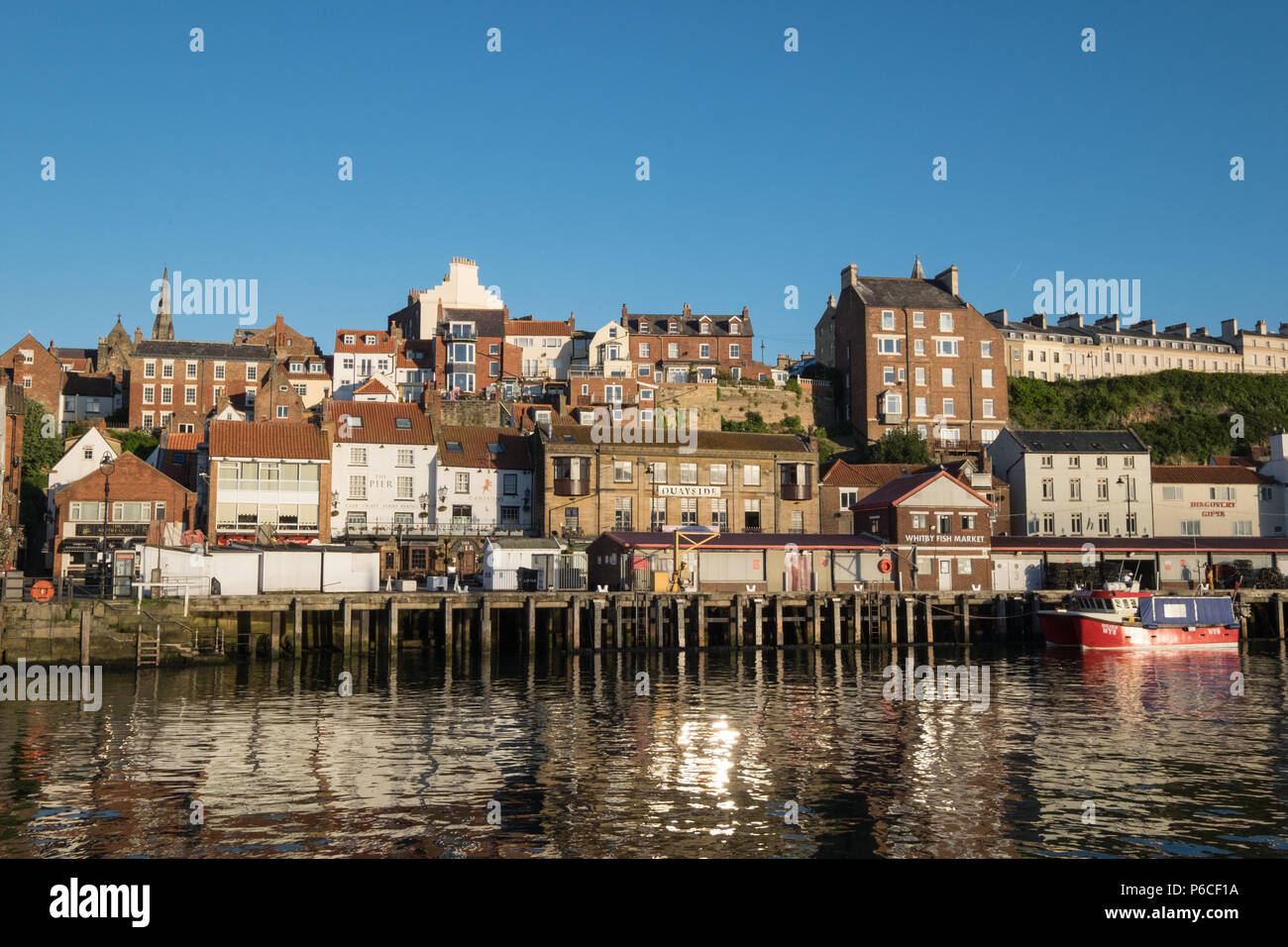 Whitby harbour, Yorkshire, United Kingdom. 26th June 2018. Stock Photo