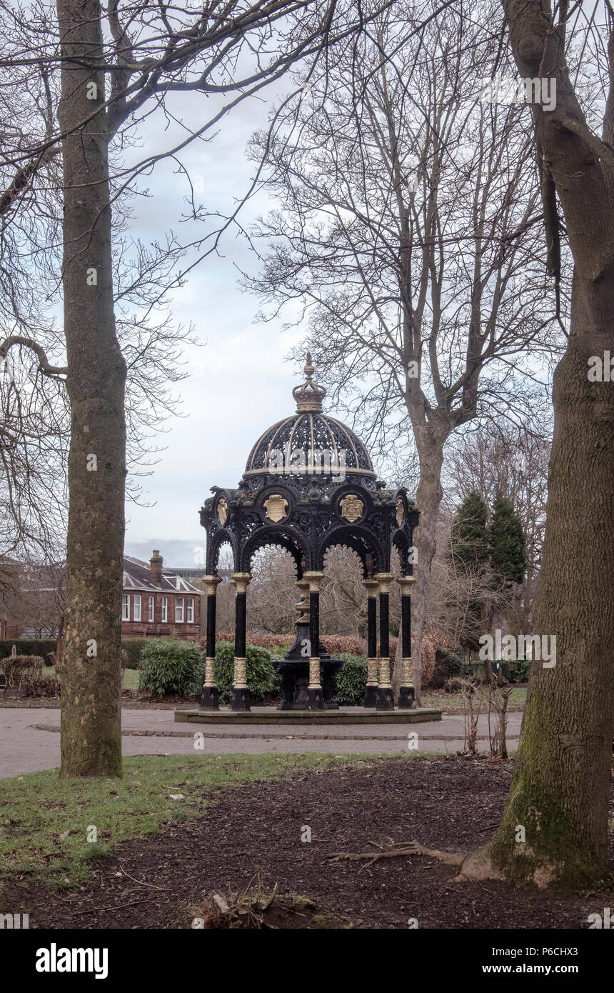 GLASGOW, SCOTLAND - FEBRUARY 10th 2018: The Overtoun Park Fountain in Rutherglen. Stock Photo