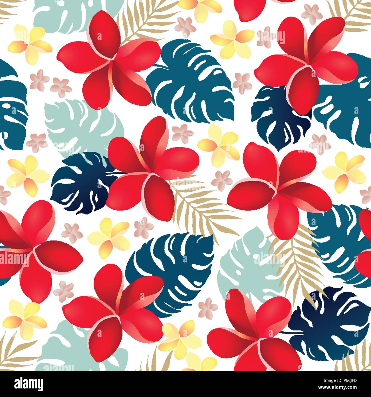 Seamless Tropical Floral Pattern Vector Illustration Stock Vector Image Art Alamy
