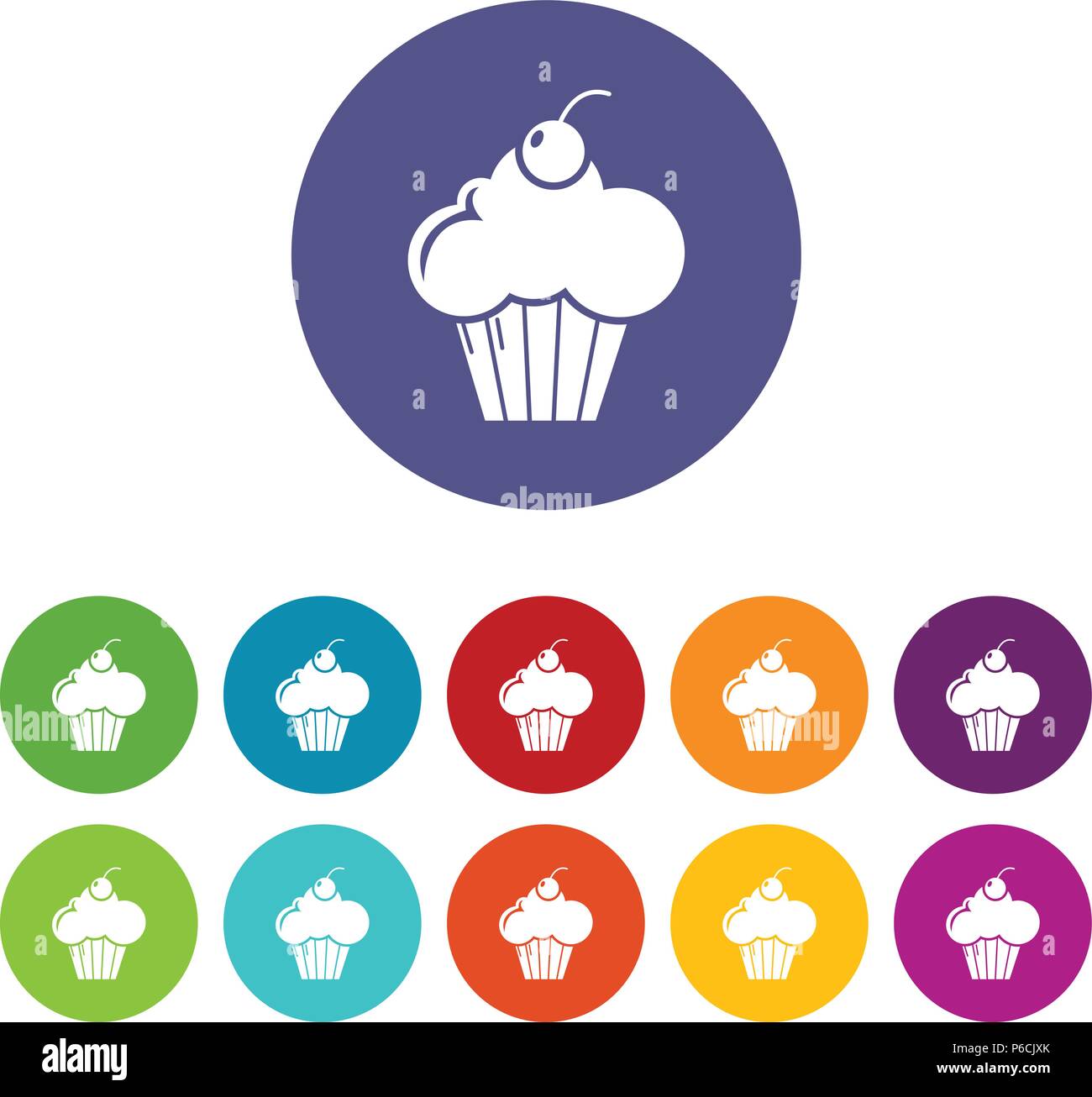 Sweet cupcake icons set vector color Stock Vector Image & Art - Alamy