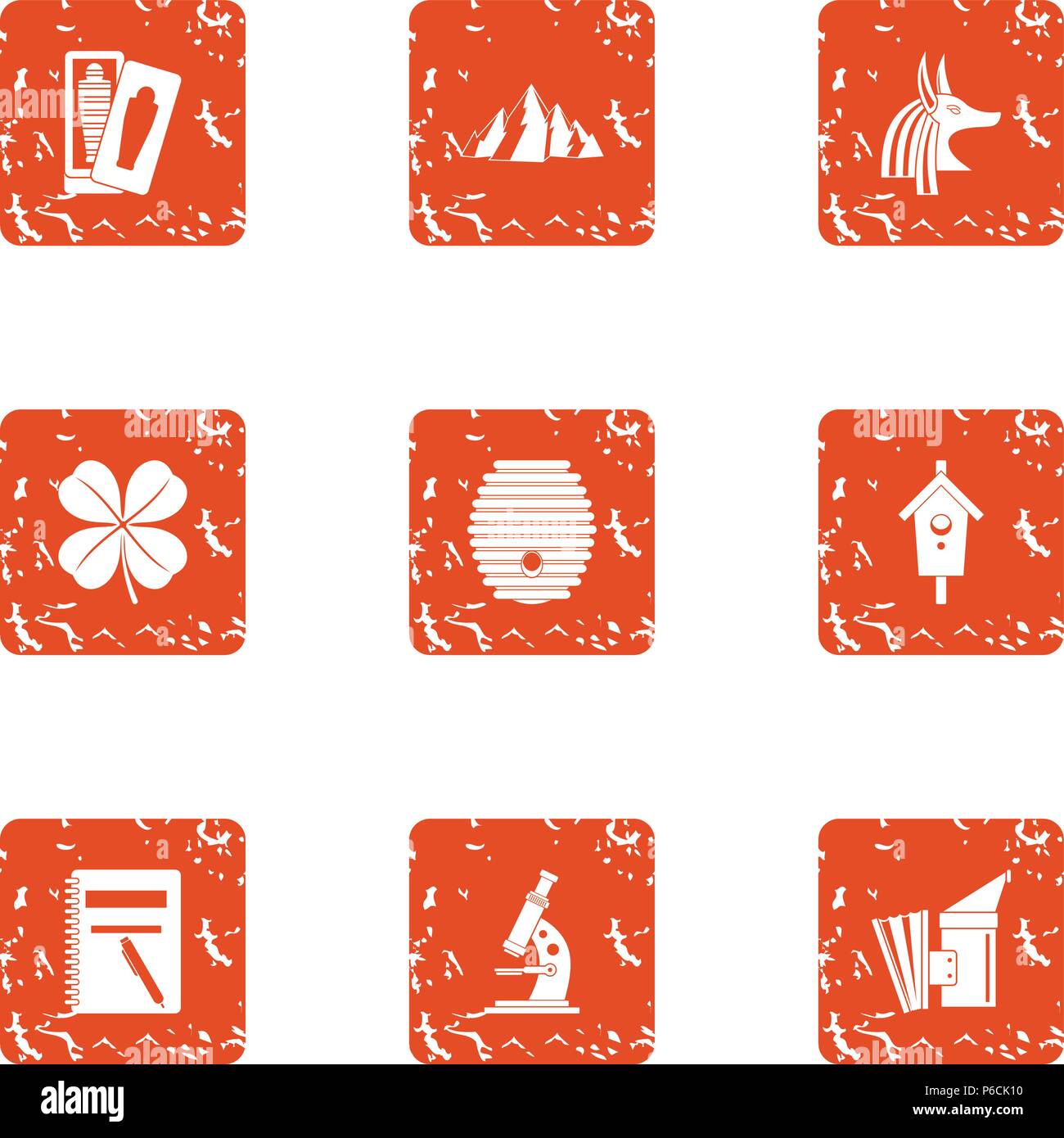 Pristine icons set, grunge style Stock Vector