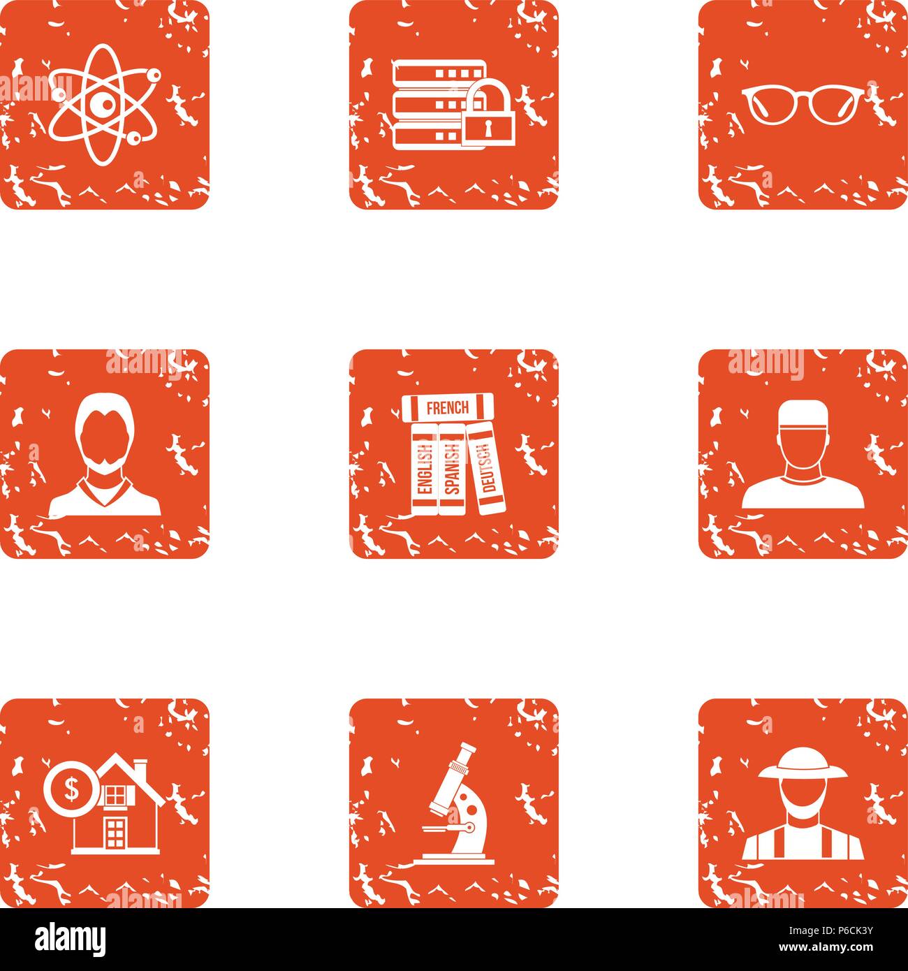 Data remittance icons set, grunge style Stock Vector