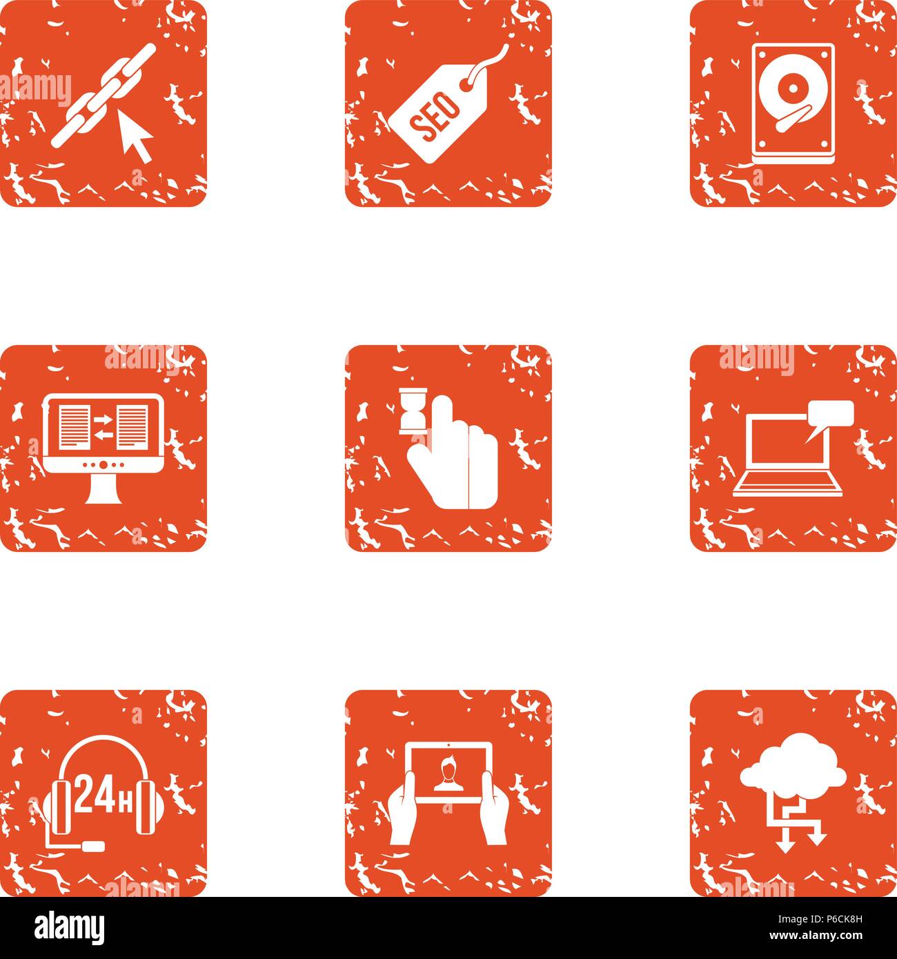 Select the data icons set, grunge style Stock Vector