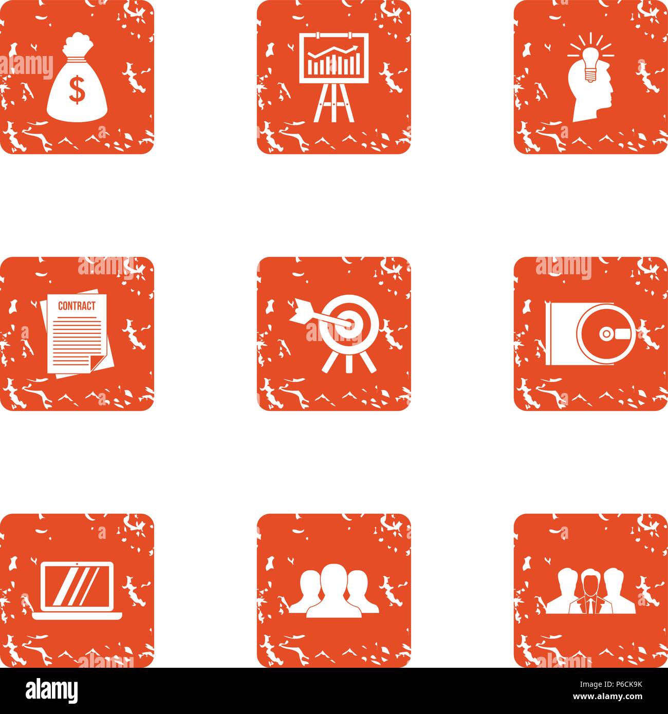 Loot icons set, grunge style Stock Vector