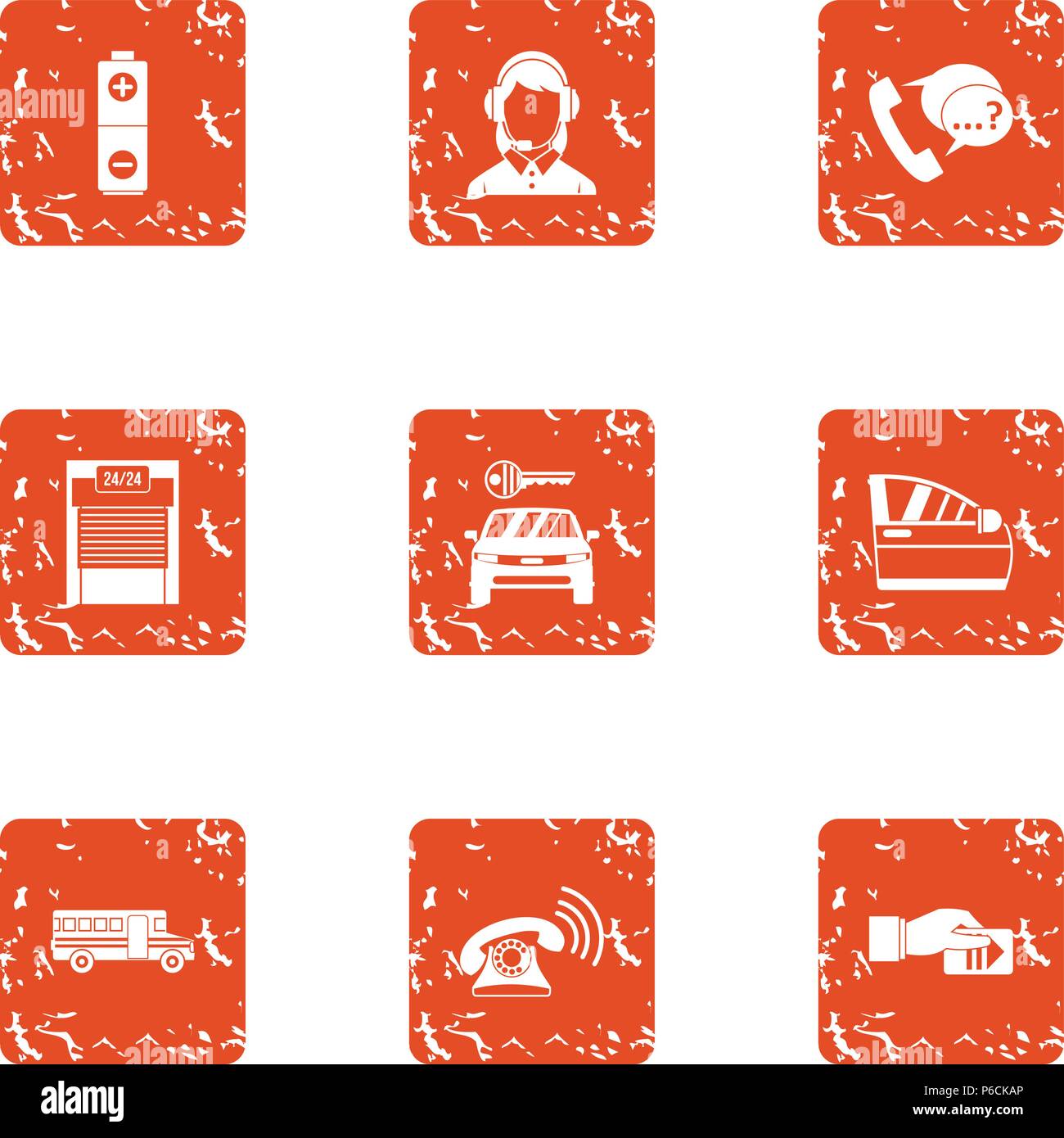 Solicit icons set, grunge style Stock Vector