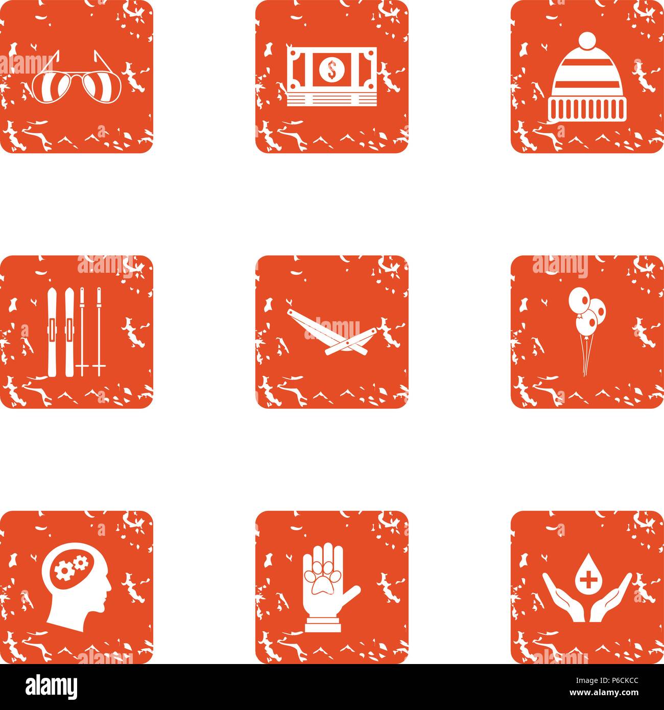 Dole icons set, grunge style Stock Vector