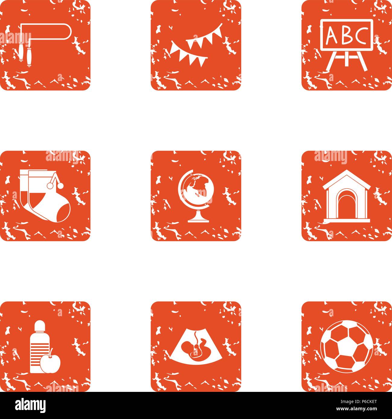Schoolhouse icons set, grunge style Stock Vector Image & Art - Alamy