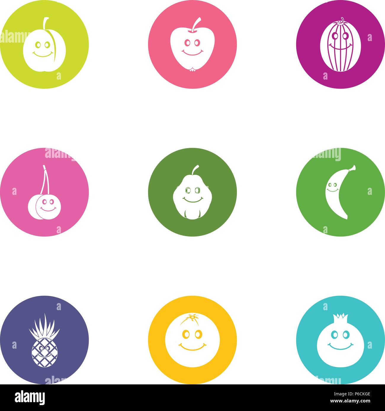 Fruit kingdom icons set, flat style Stock Vector Image & Art Alamy