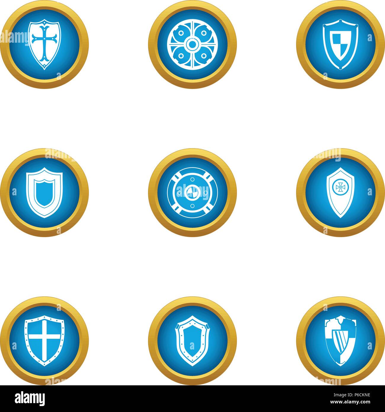 Wood shield icons set, flat style Stock Vector Image & Art - Alamy