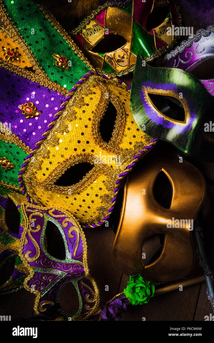 Mardi Gras masks on a dark background Stock Photo - Alamy