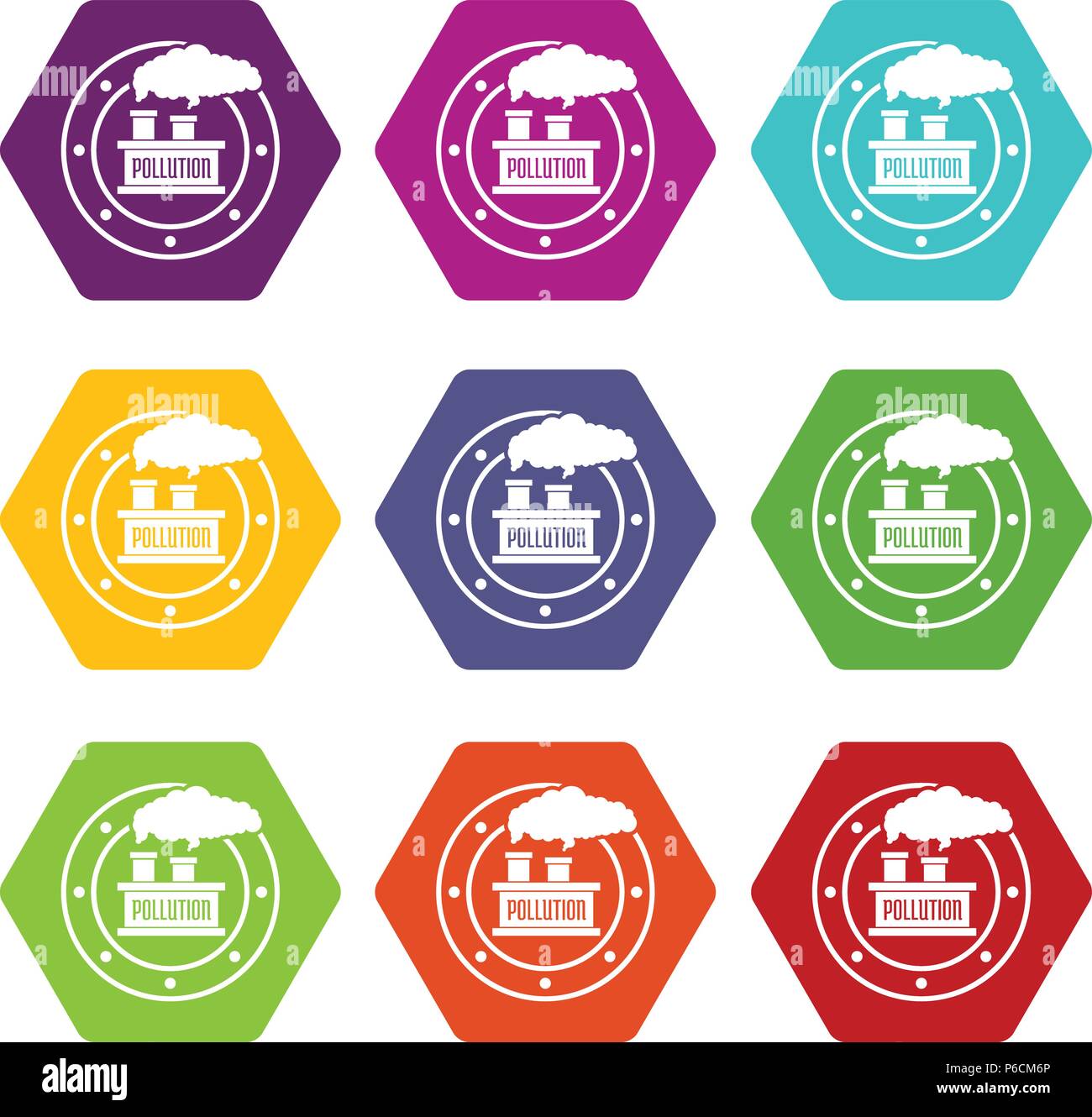 Factory icons set 9 vector Stock Vector Image & Art - Alamy