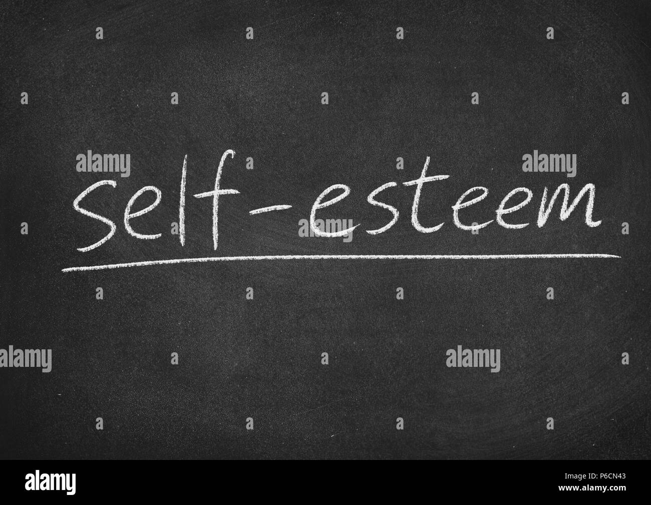 self esteem concept word on a blackboard background Stock Photo