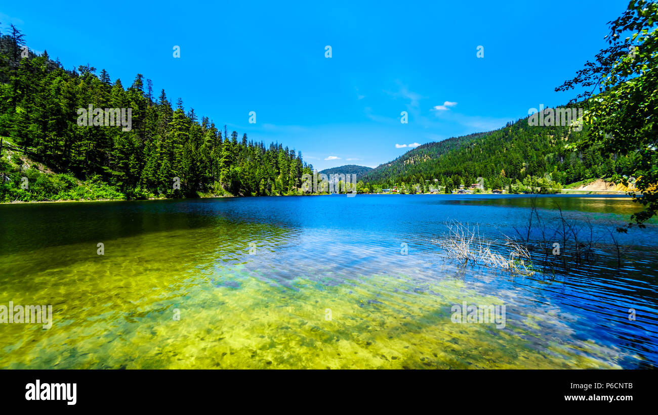 The crystal clear waters of Allison Lake along Highway 5A between the