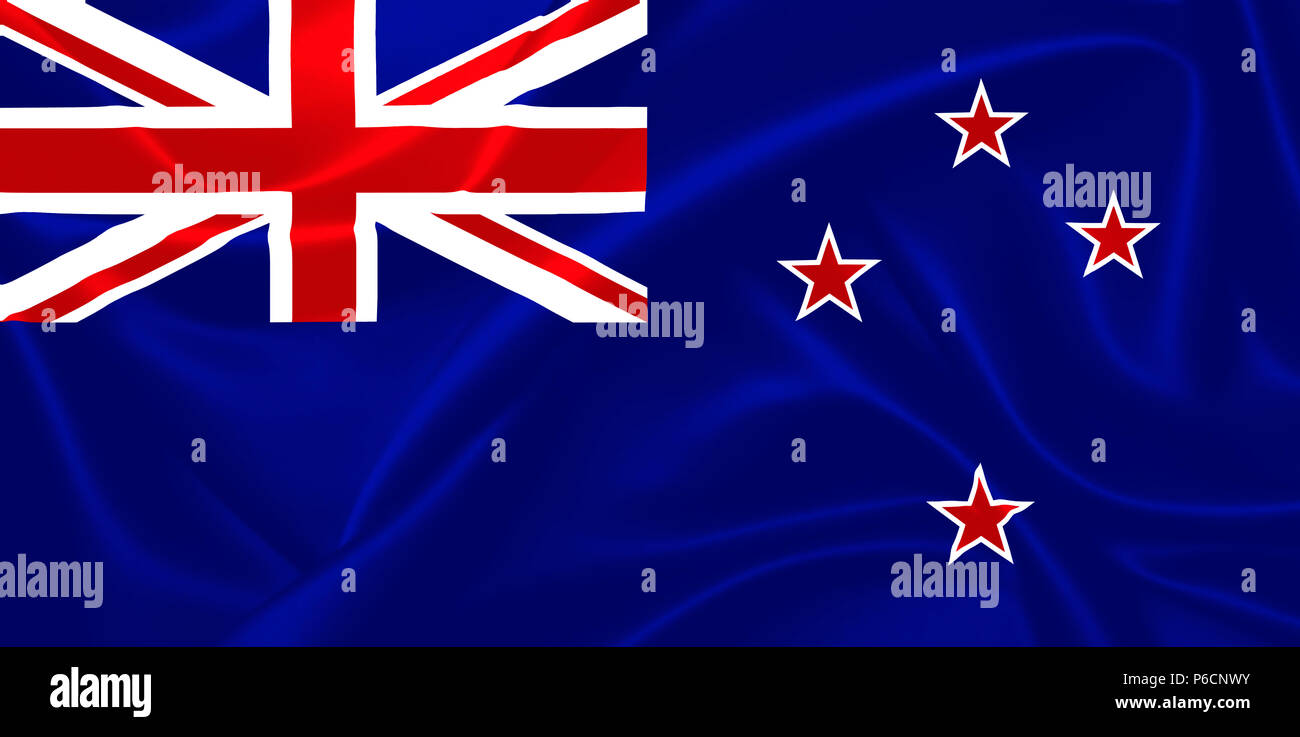 Illustration of New Zeland waving fabric flag Stock Photo