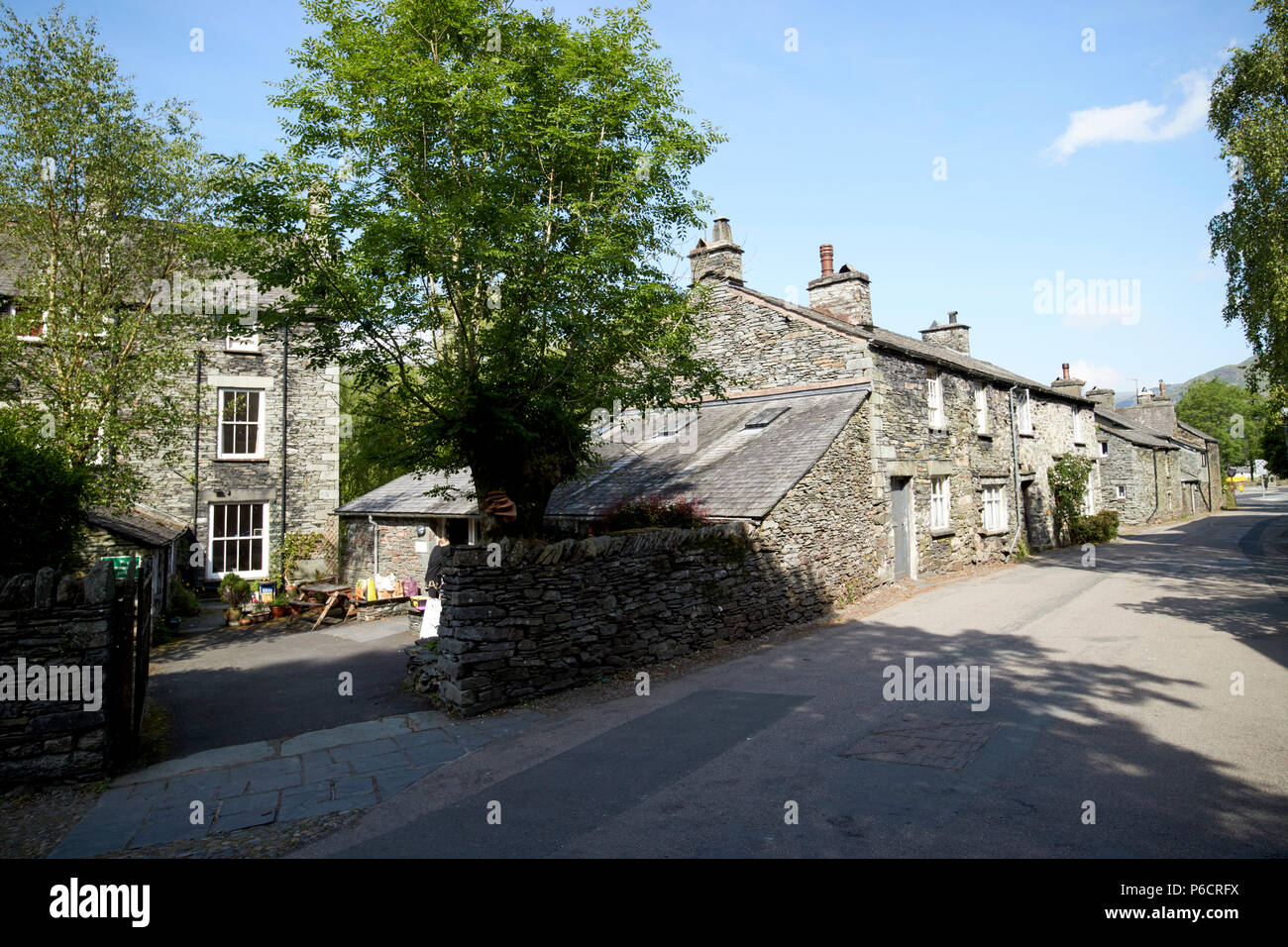 traditional lake stone slate built cottages in the hamlet of town end near grasmere lake district cumbria england uk Stock Photo