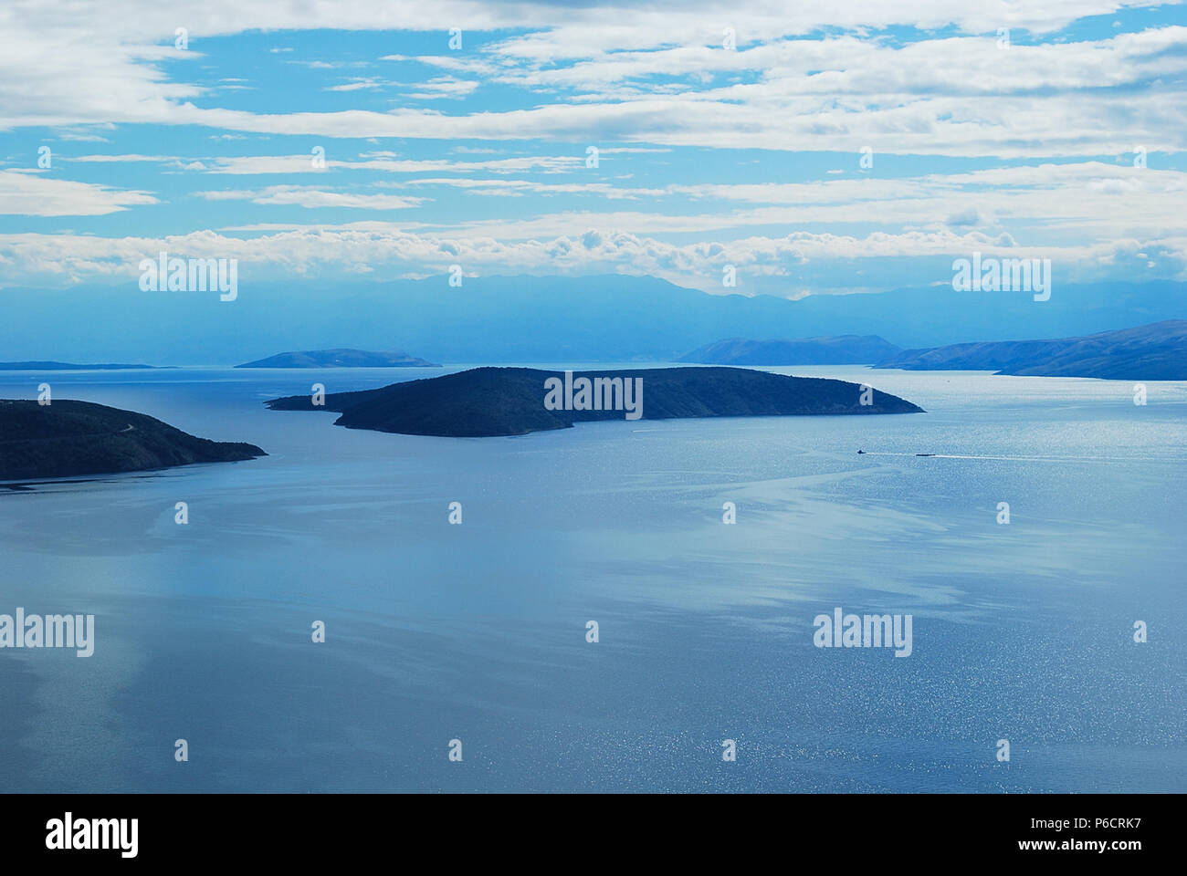 View on the Brijuni Islands at sunset in Croatia Stock Photo
